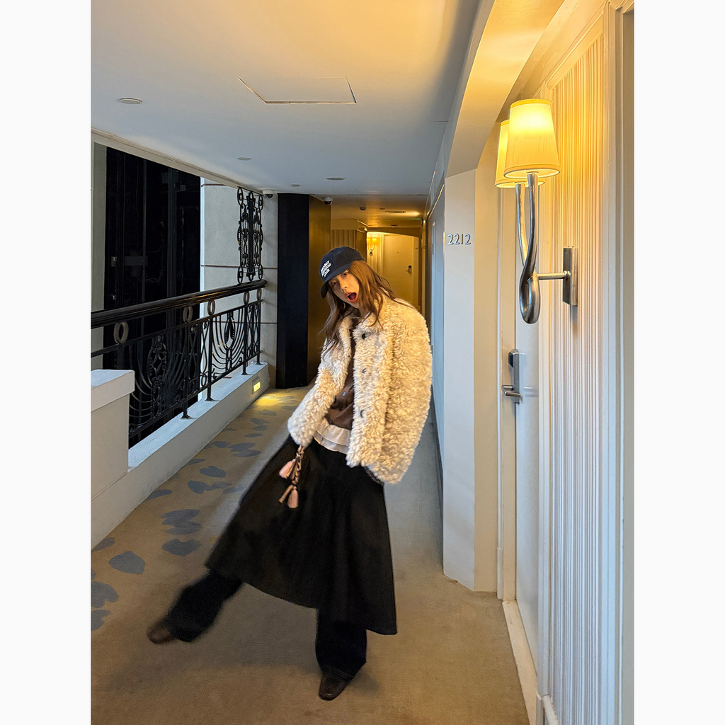 LelyMooch 黒プリーツスカート・ゴムウエスト  LEM277