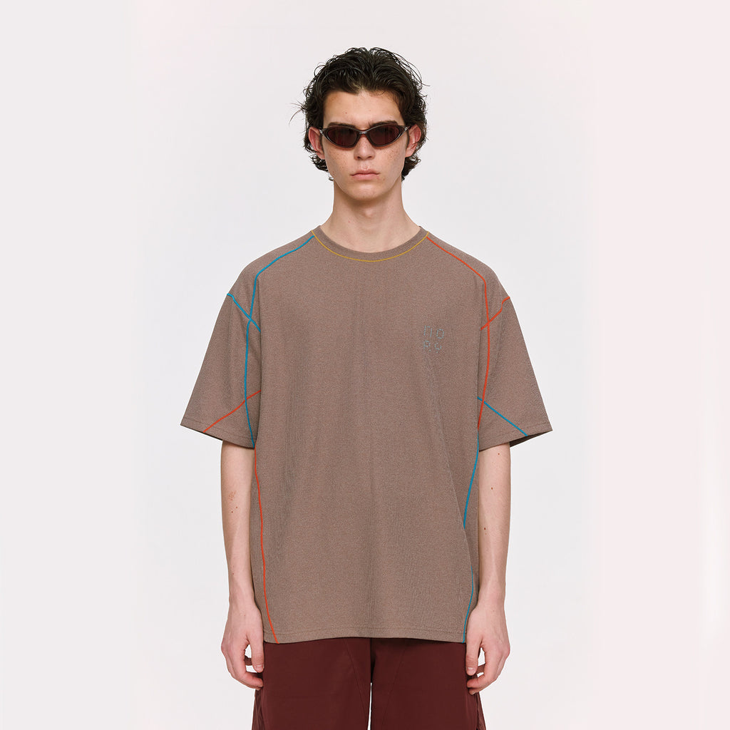 ゆったり着られる 配色ステッチ半袖Tシャツ  LOM074
