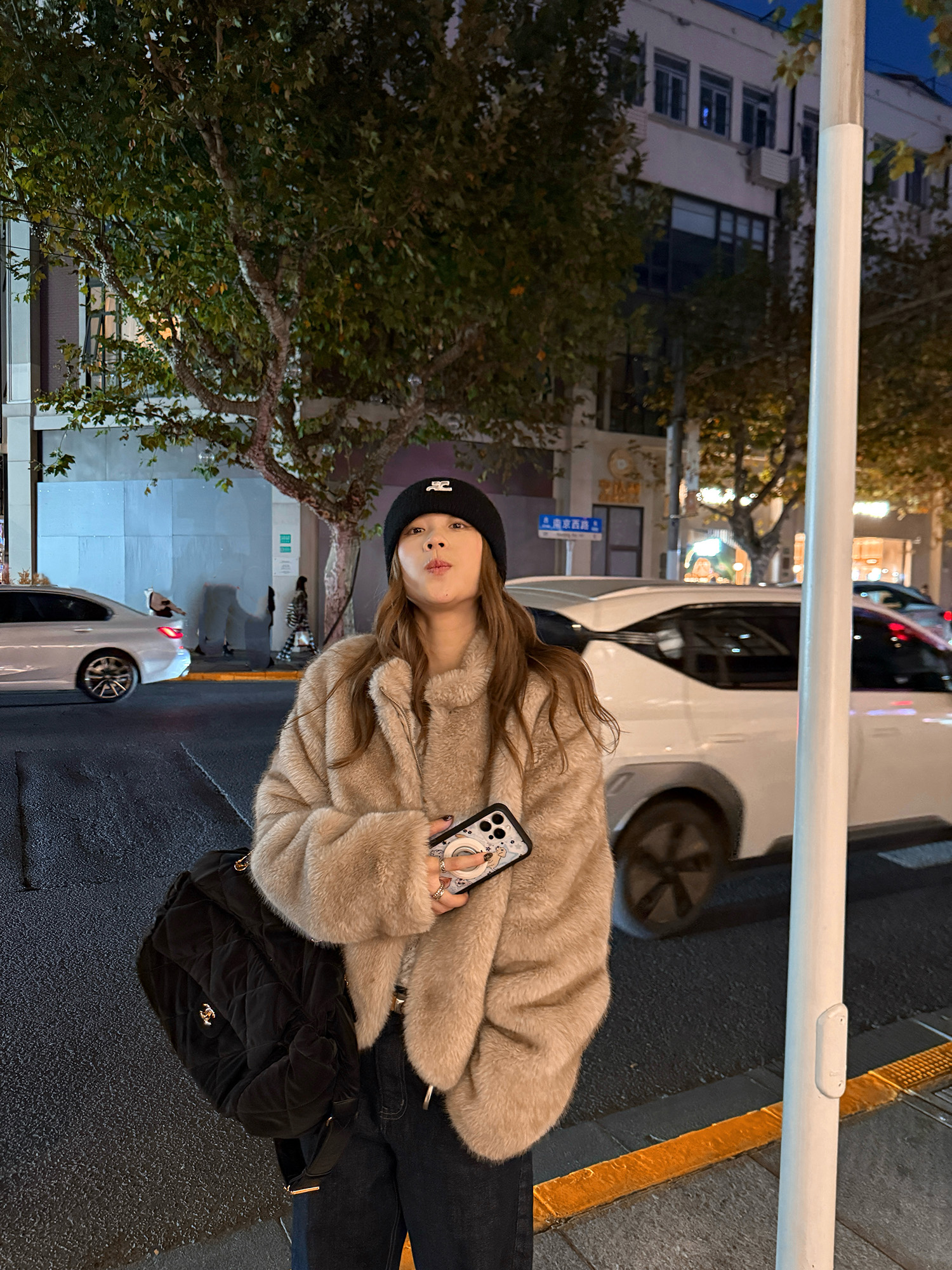 LelyMooch ふわふわエコファーコート｜オートミール  LEM268