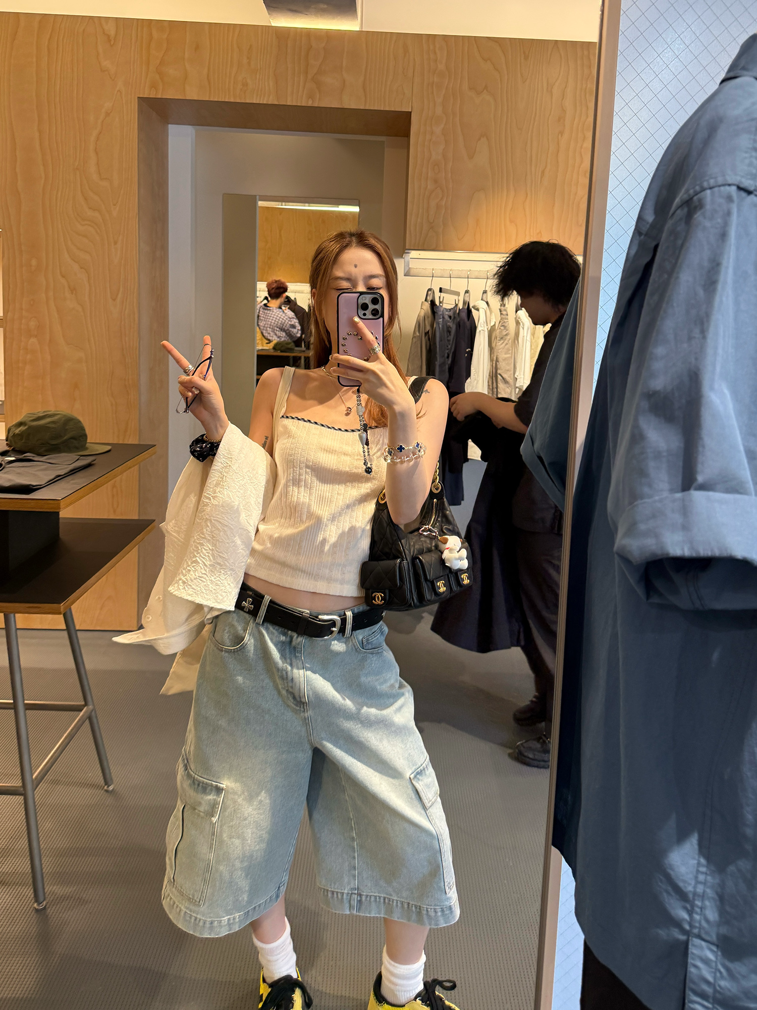 LelyMooch 体型カバー◎ カーゴデニムパンツ  LEM182