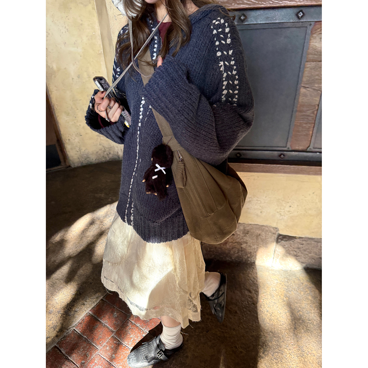 LelyMooch ケーブル編み×バイカラーフーディ  LEM246