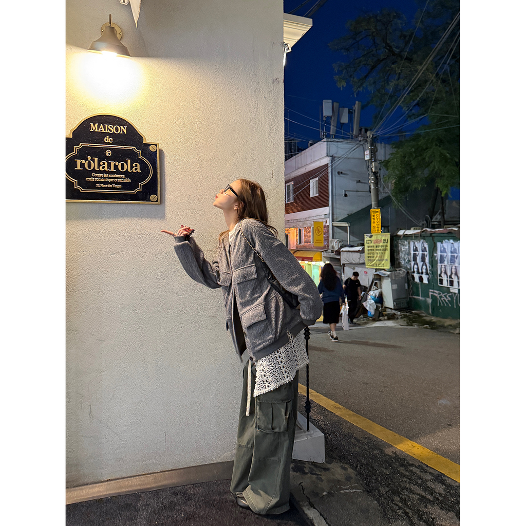 LelyMooch ヴィンテージ絞り編みニットジャケット　LEM263