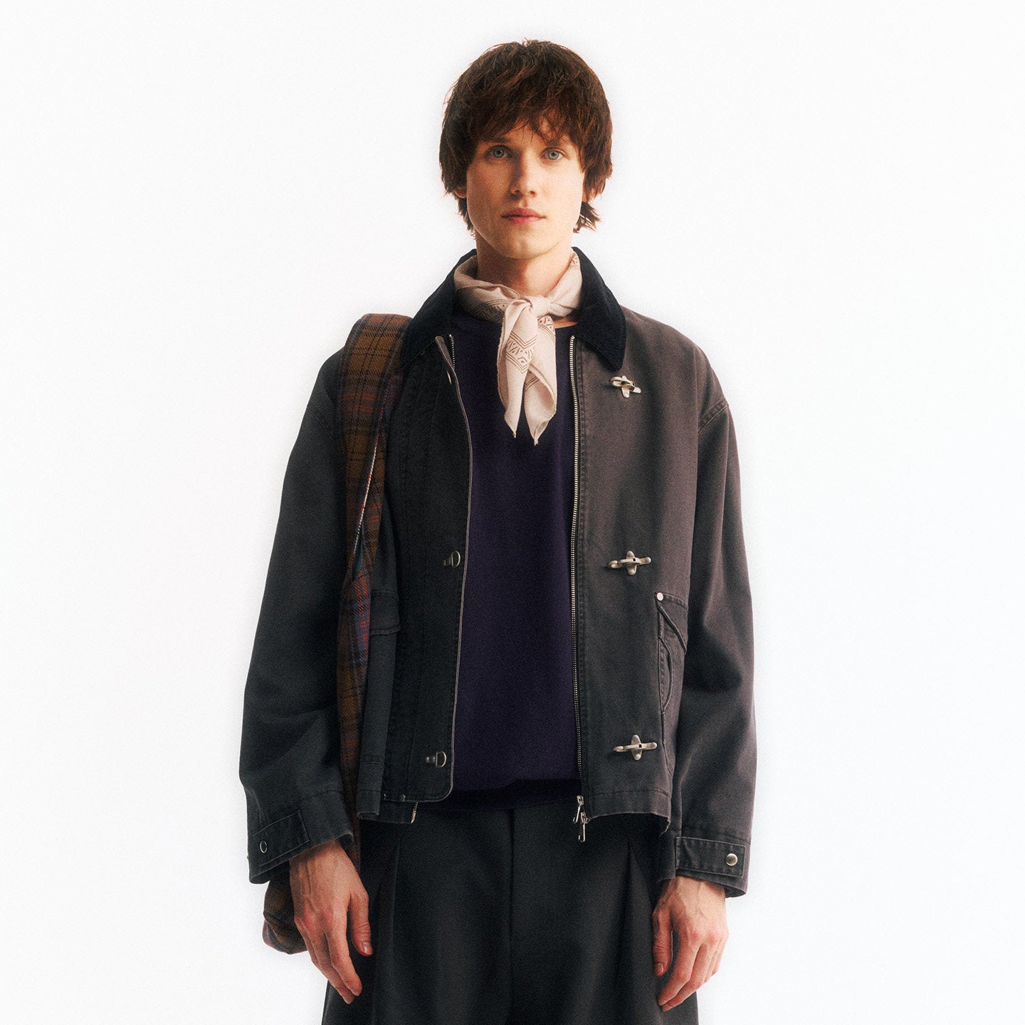 2WAYカラー フライトバックルコーデュロイショートジャケット  LOM045