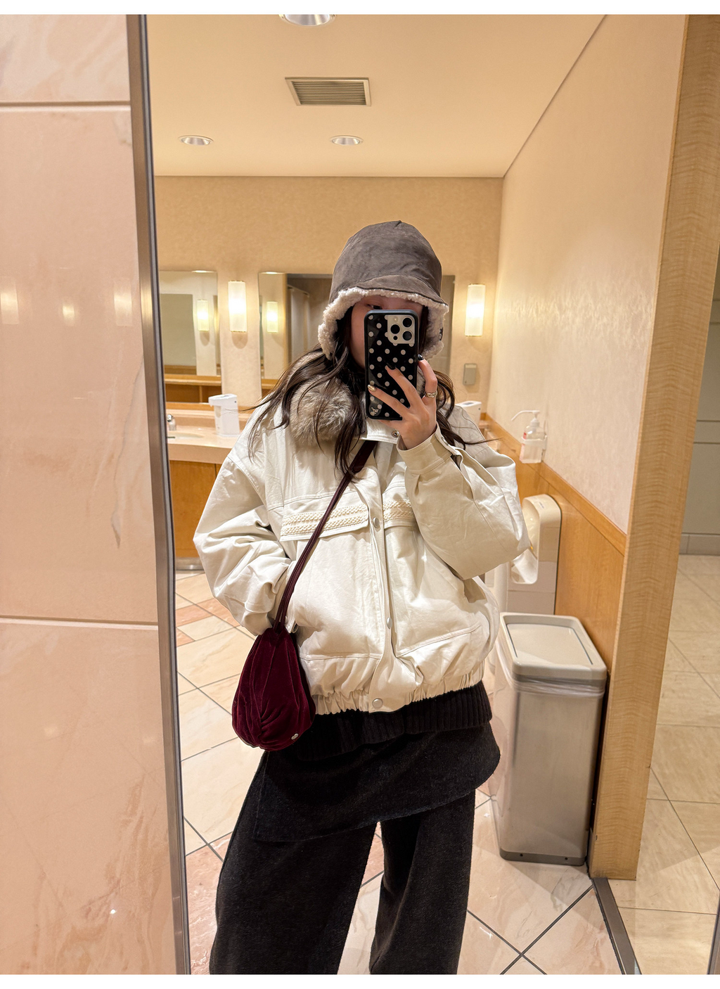 LelyMooch 取り外し襟付き 中綿ショートアウター  LEM305