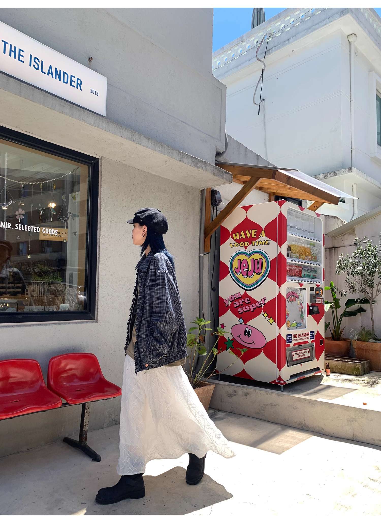 LelyMooch   立体格子柄 ホワイトスカート  LEM040