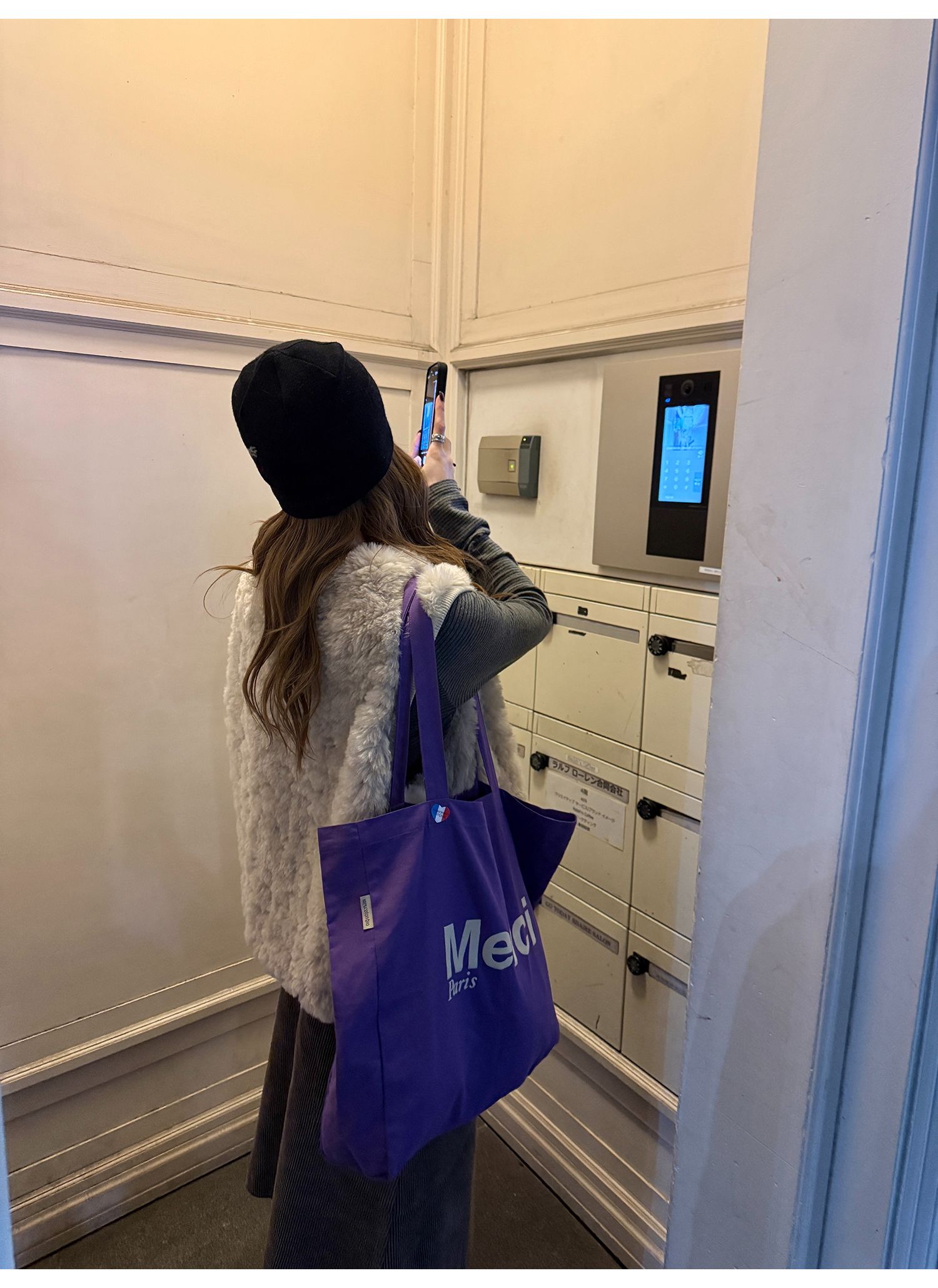 LelyMooch エコファー×ボア リバーシブルショートジレ  LEM279