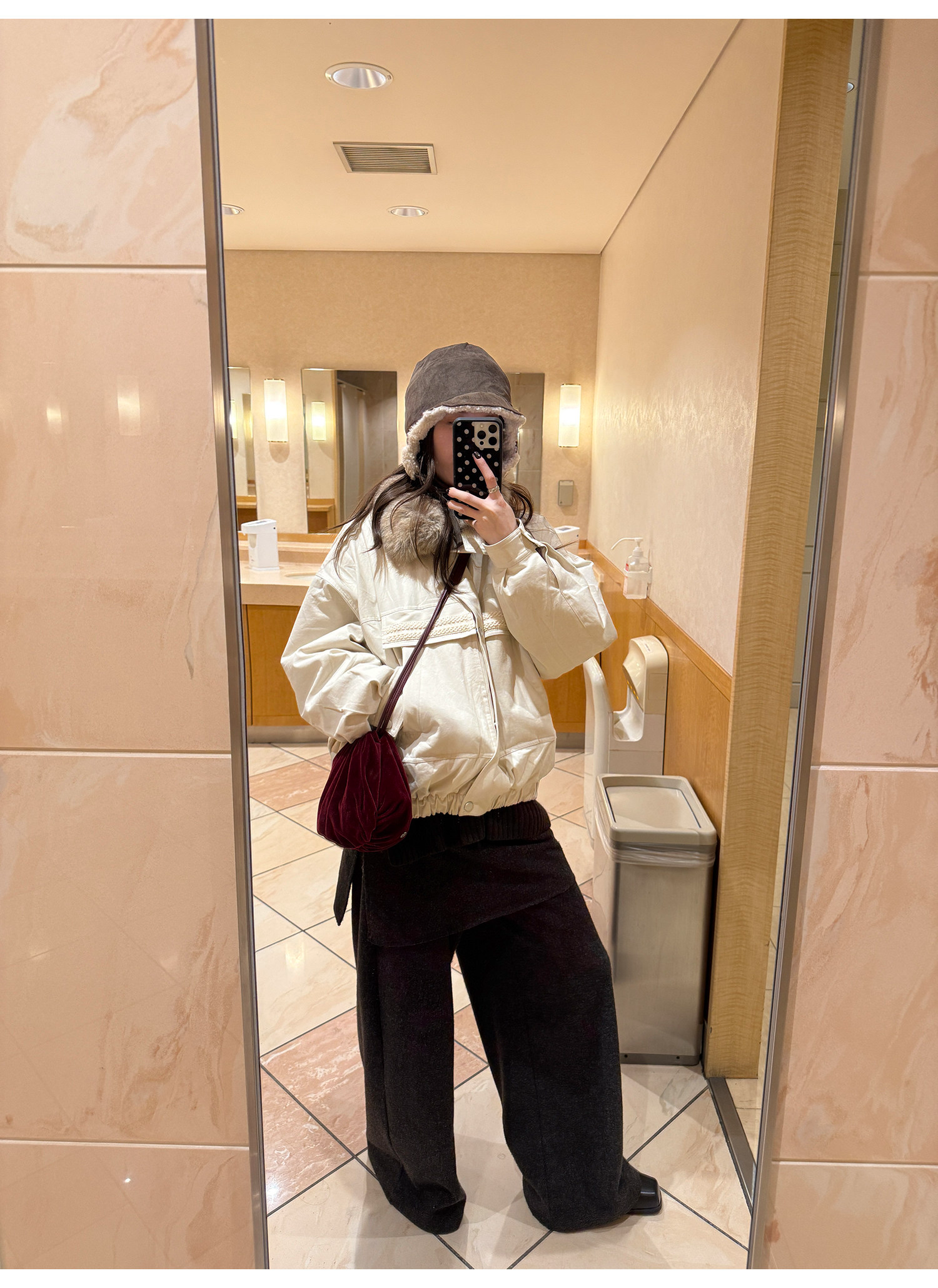 LelyMooch 取り外し襟付き 中綿ショートアウター  LEM305