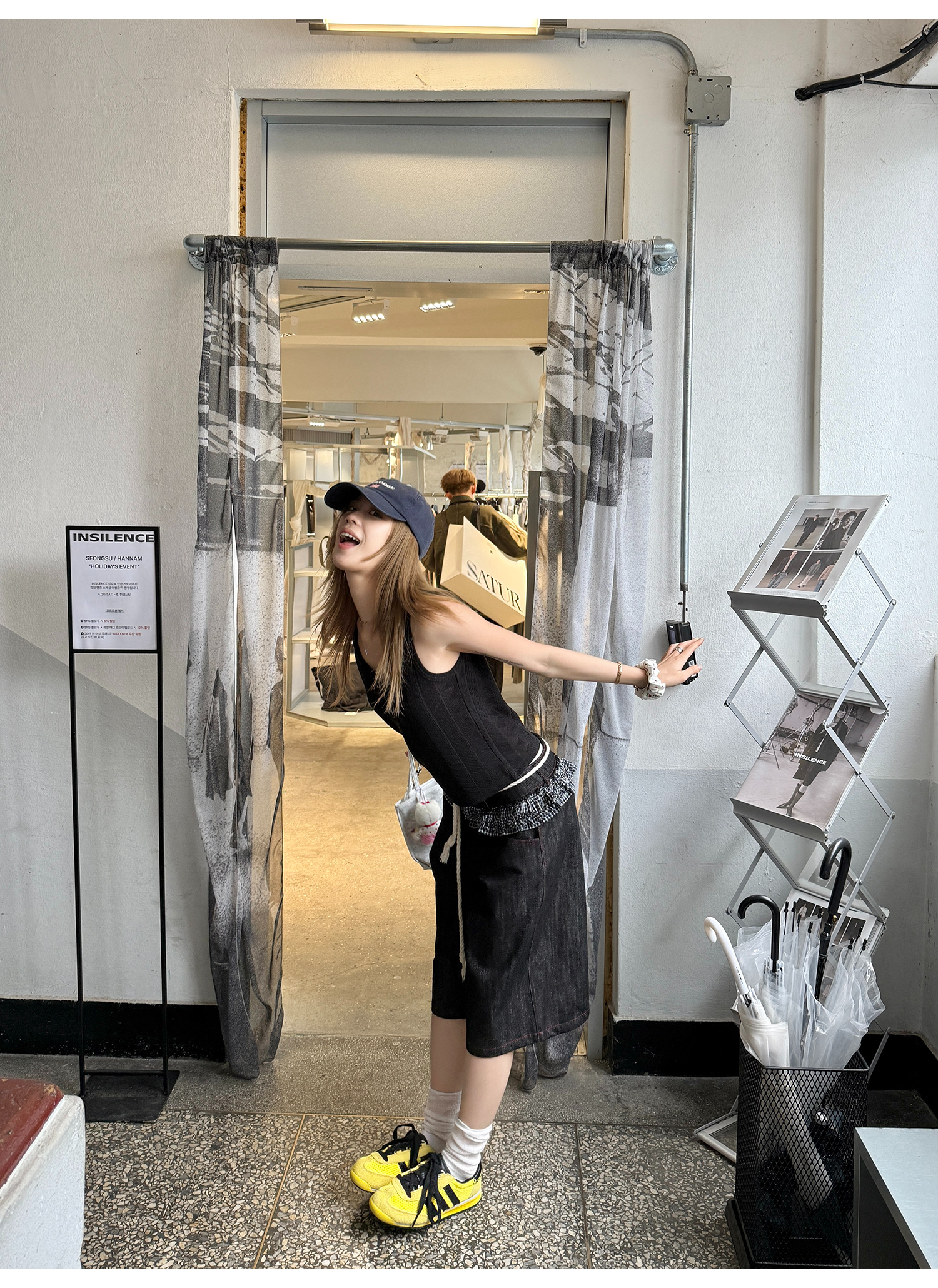 LelyMooch 赤ステッチ×ギンガムデニムハーフパンツ   LEM201