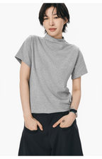 モックネックフレンチスリーブTシャツ  LOM073