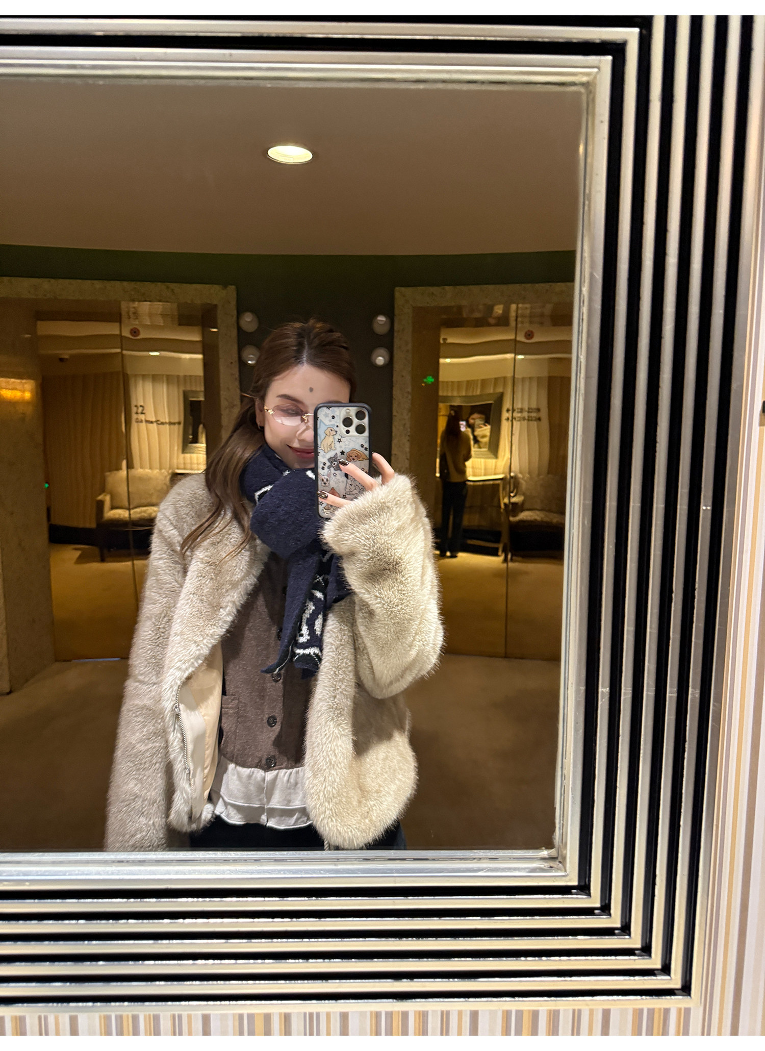 LelyMooch ふわふわエコファーコート｜オートミール  LEM268