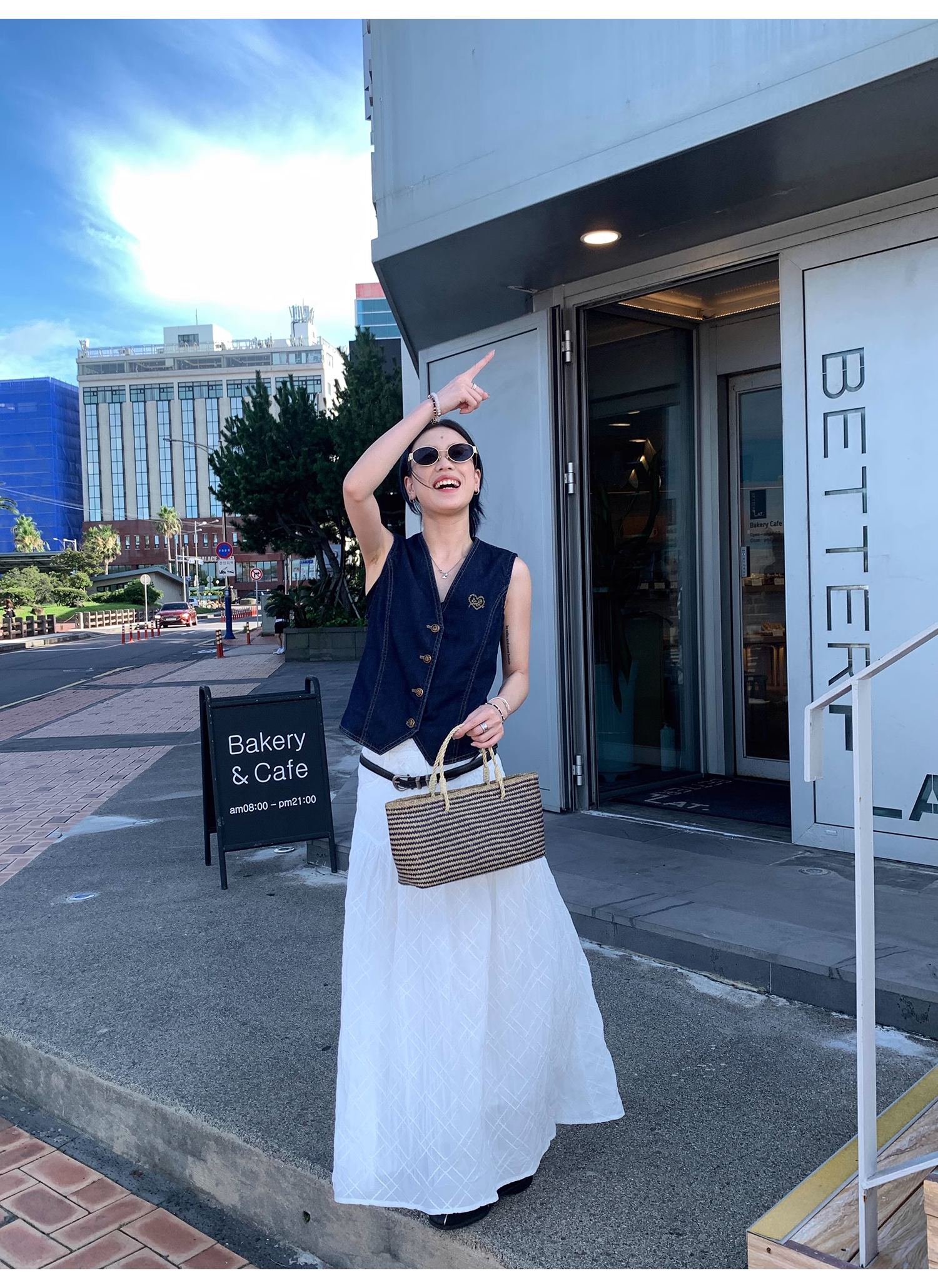 LelyMooch   立体格子柄 ホワイトスカート  LEM040