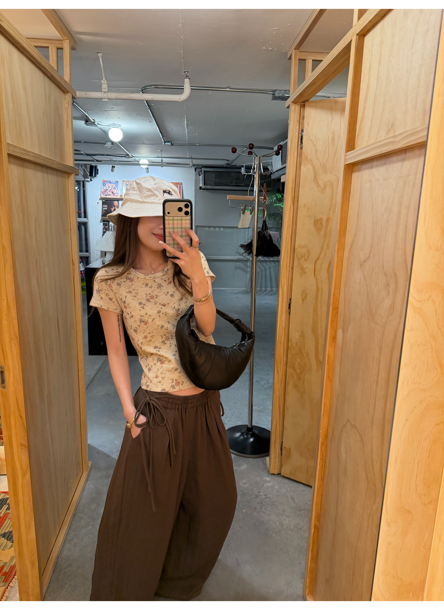 LelyMooch リネン混ドロストワイドパンツ  LEM345