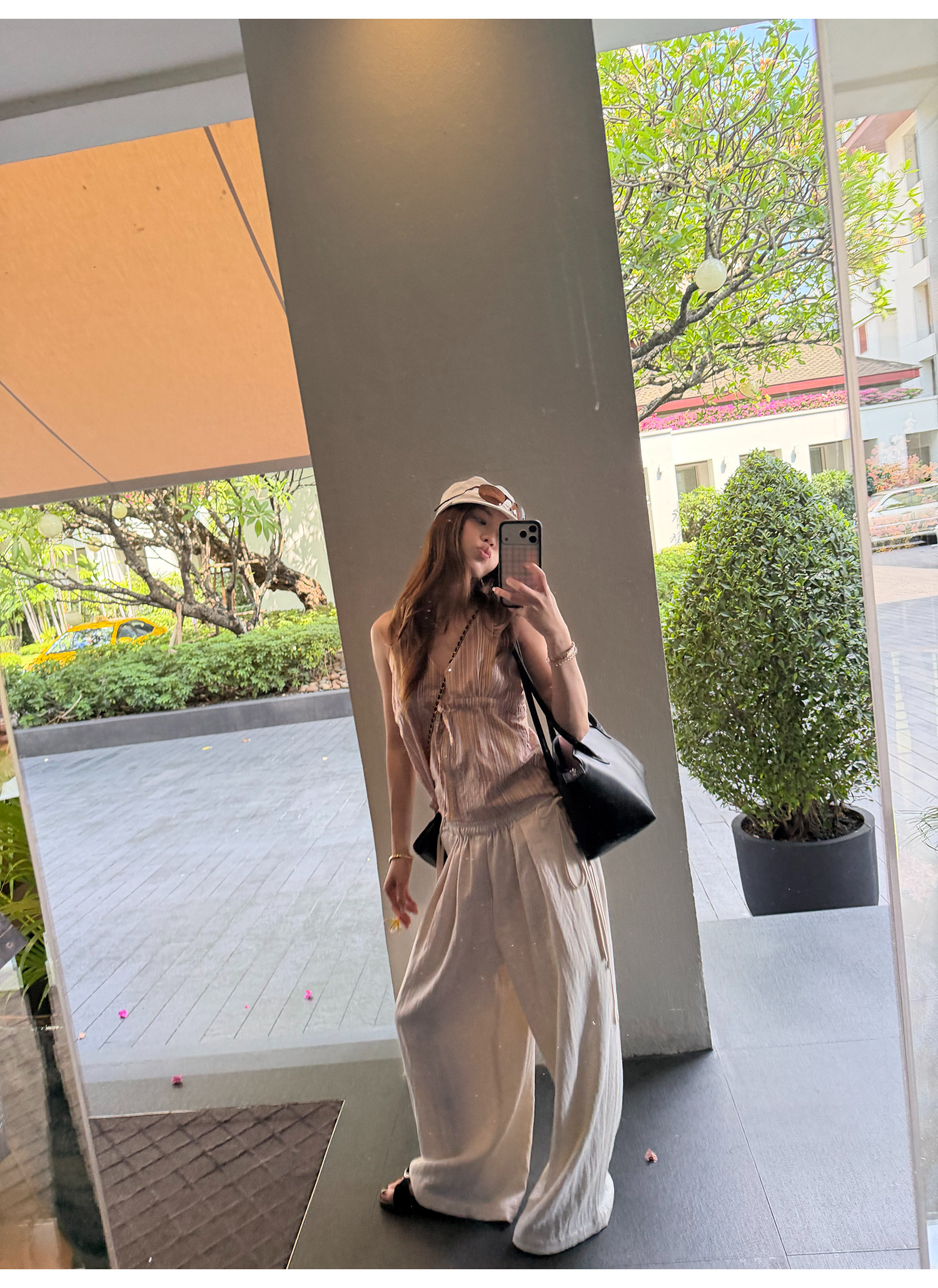 LelyMooch リネン混ドロストワイドパンツ  LEM345