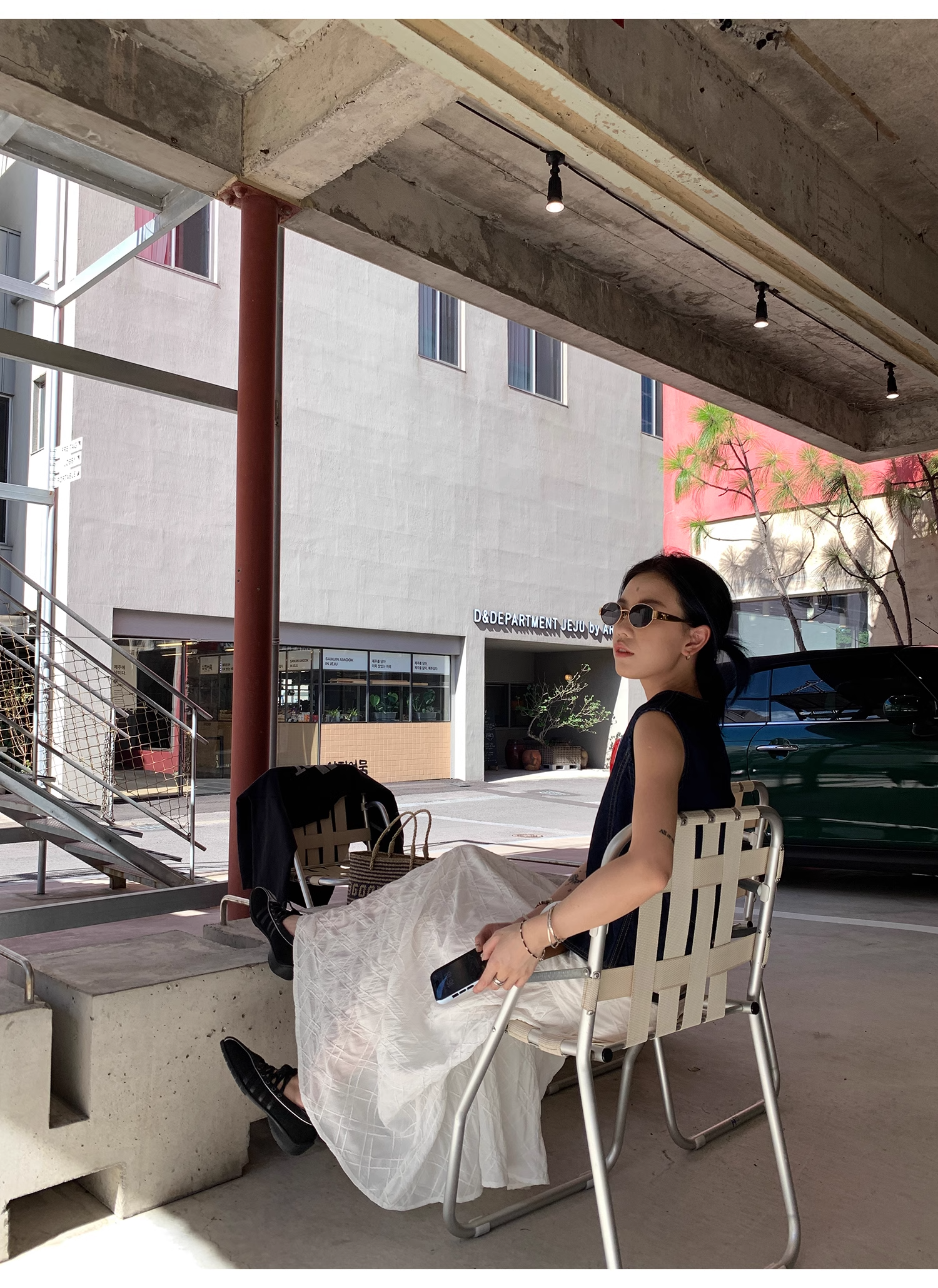 LelyMooch   立体格子柄 ホワイトスカート  LEM040