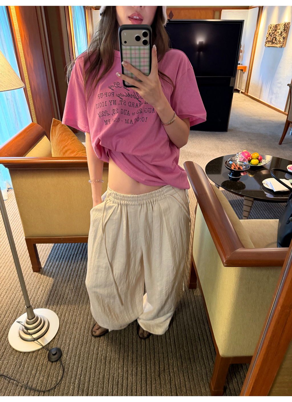 LelyMooch リネン混ドロストワイドパンツ  LEM345
