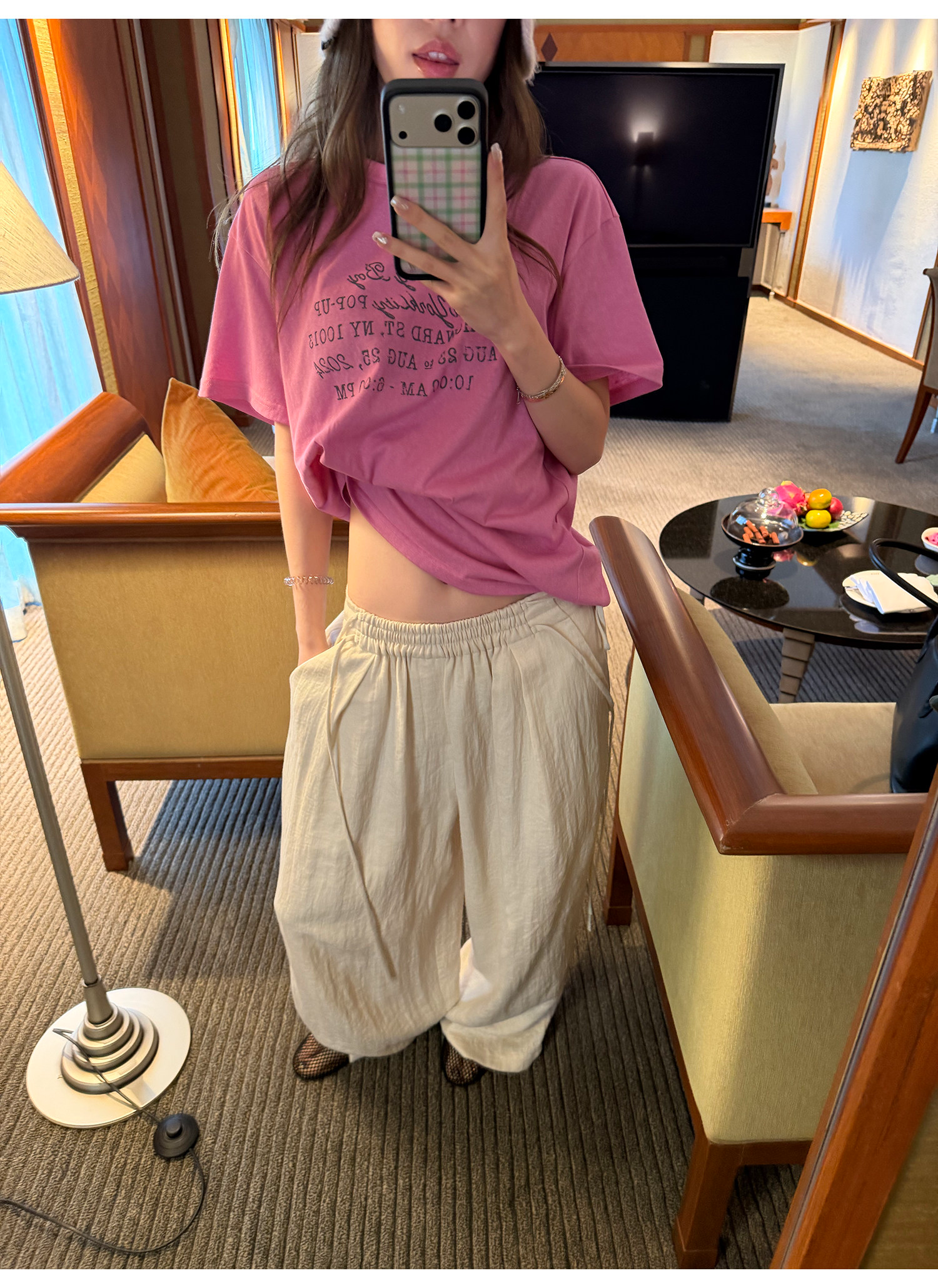 LelyMooch リネン混ドロストワイドパンツ  LEM345