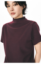 モックネックフレンチスリーブTシャツ  LOM073