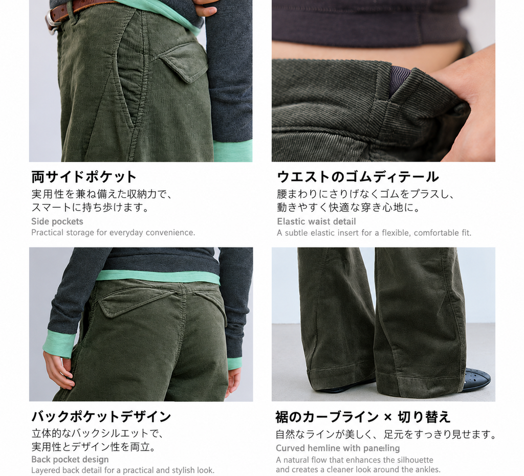 プレミアムコーデュロイ カーブパンツ  LOM109