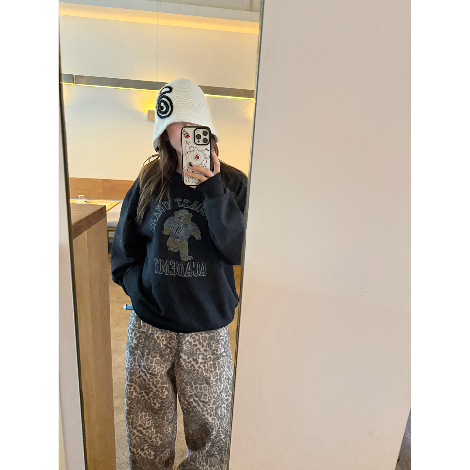 LelyMooch くまプリント古着風スウェット  LEM231