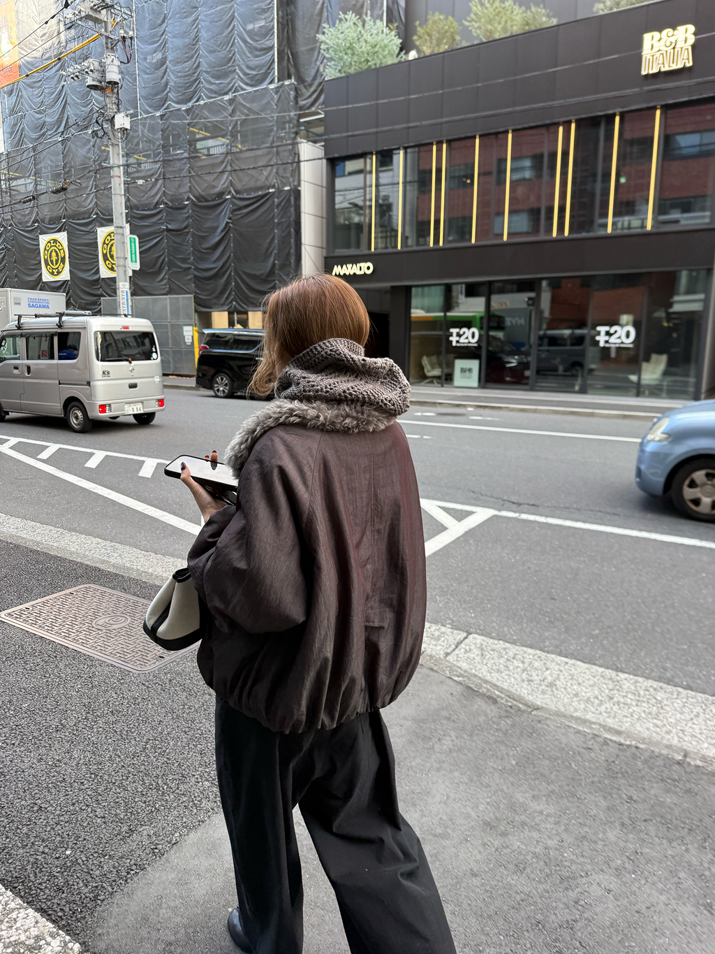 LelyMooch 光沢バイカラーブルゾン｜ボア切替×トグルボタン  LEM280