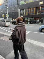 LelyMooch 光沢バイカラーブルゾン｜ボア切替×トグルボタン  LEM280