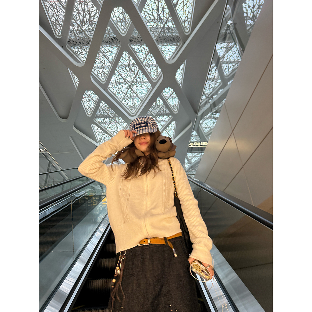 LelyMooch ウール100% ケーブルジップハイネックニット  LEM260