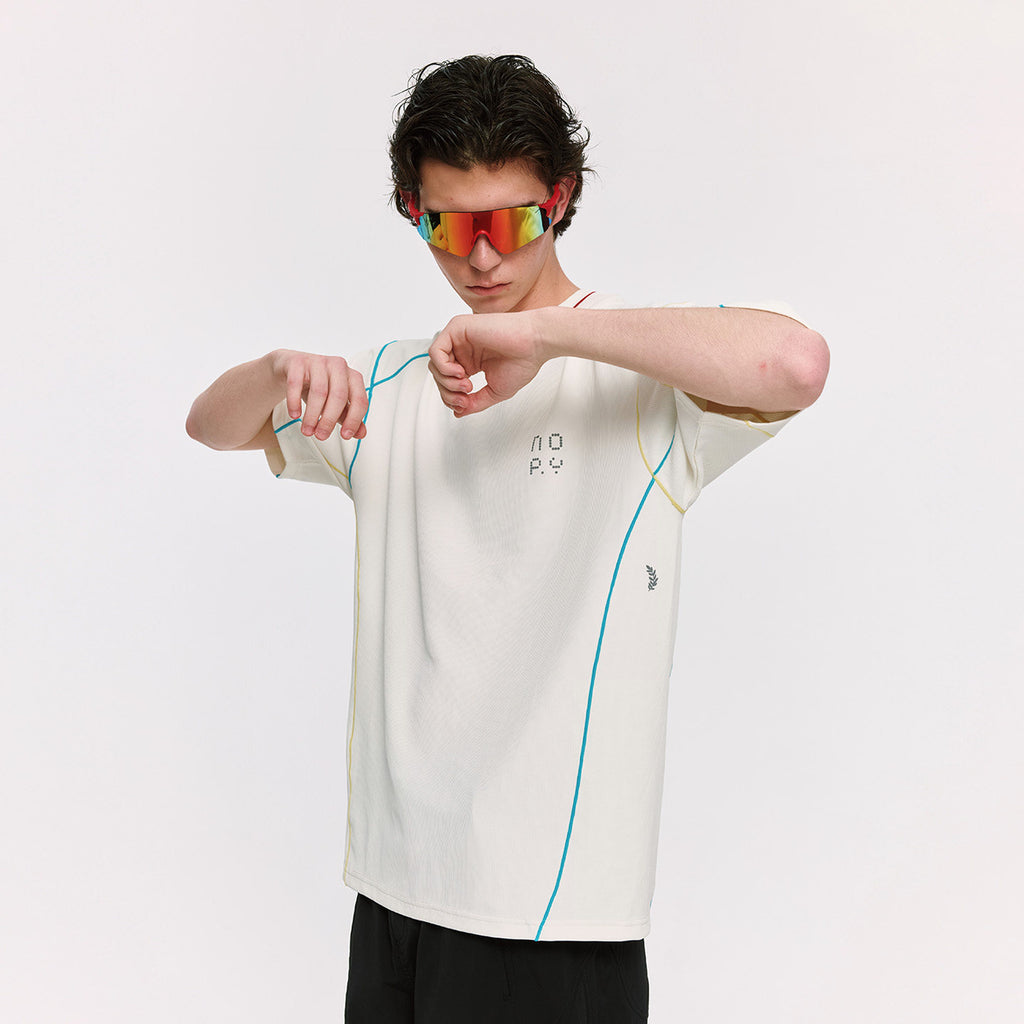 ゆったり着られる 配色ステッチ半袖Tシャツ  LOM074
