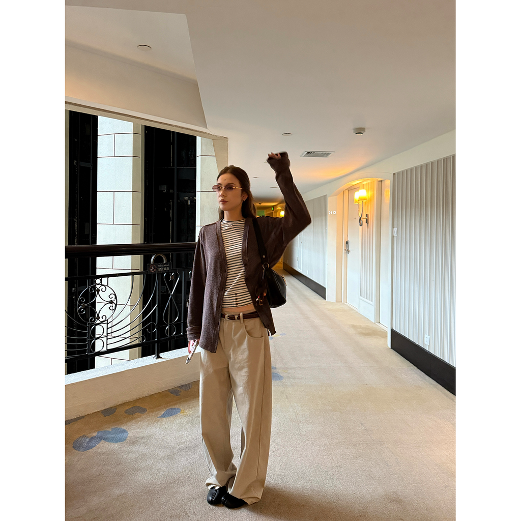 LelyMooch ウォッシュ加工×スタッズワイドパンツ　LEM243