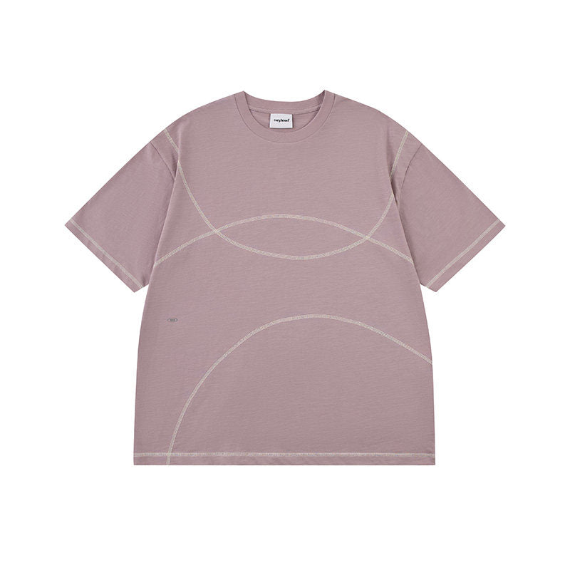 配色ライン半袖Tシャツ  LOM078