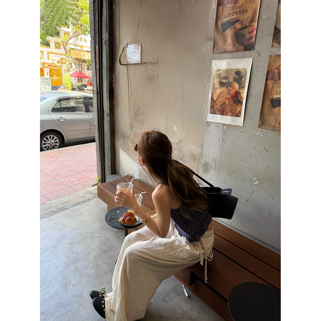 LelyMooch リネン混ドロストワイドパンツ  LEM345