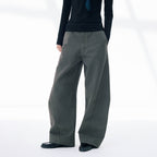 3D Curved Line x Wide Silhouette Structure Tuck Design Denim Pants LOM030