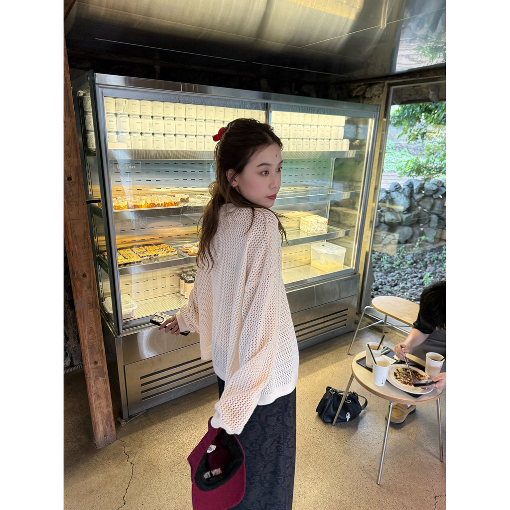 LelyMooch ゆるニットフリンジカーディガン  LEM249