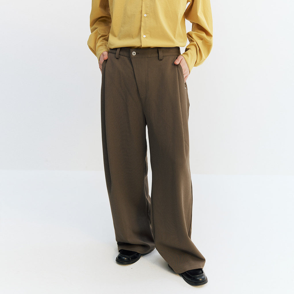 リヨセル混　不規則前立て ワイドパンツ LOM046