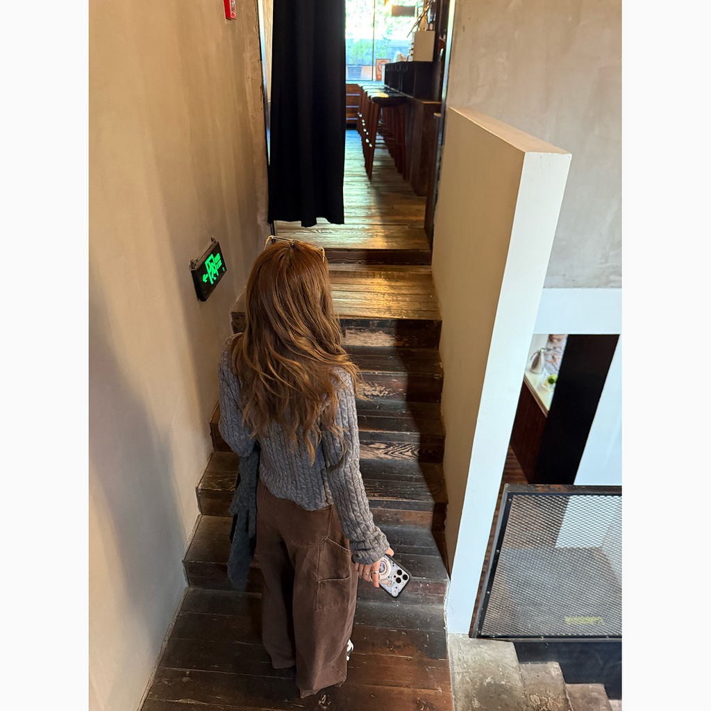 LelyMooch ケーブル調 × 配色リボン ニットトップス LEM276