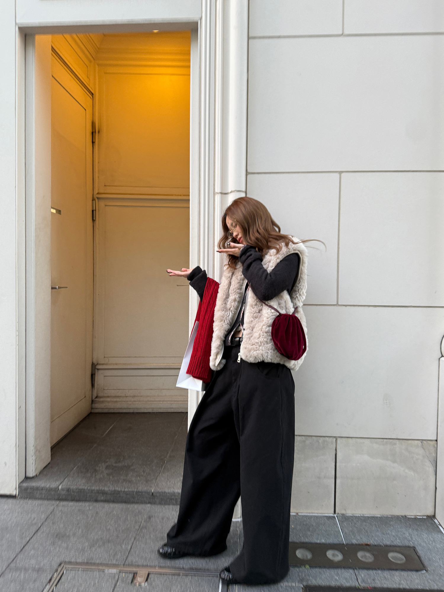 LelyMooch エコファー×ボア リバーシブルショートジレ  LEM279