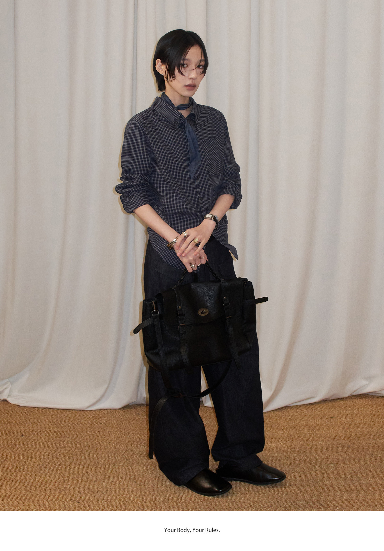 細格子 レギュラーシャツ  LOM044