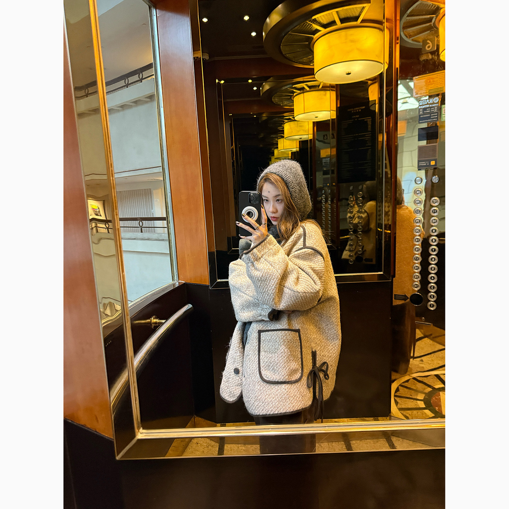 LelyMooch 配色パイピング ループウールジャケット　LEM278