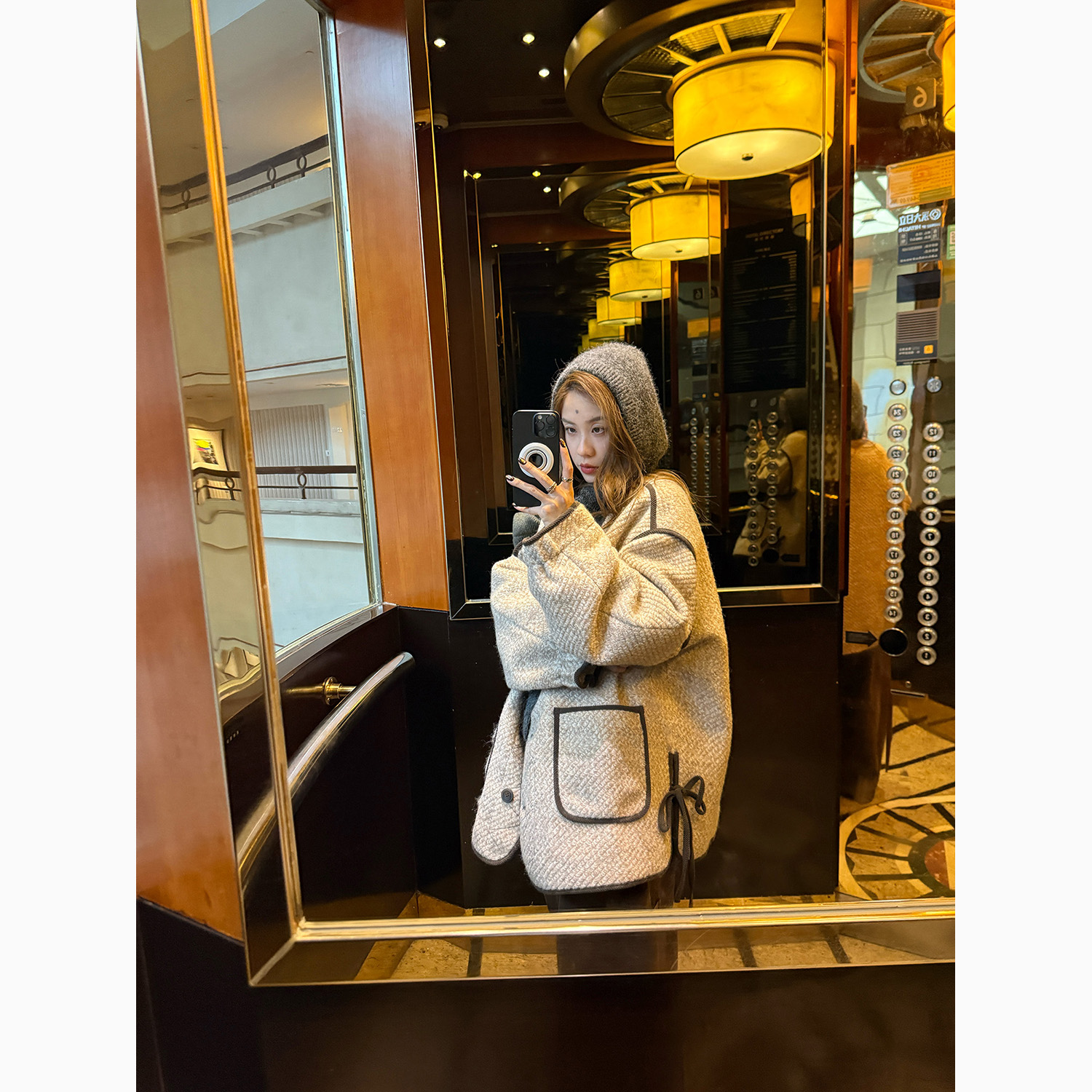 LelyMooch 配色パイピング ループウールジャケット　LEM278