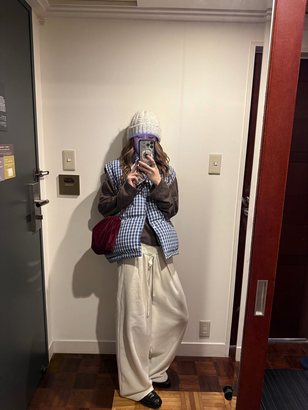 LelyMooch 裏起毛 タックイージーパンツ  LEM286