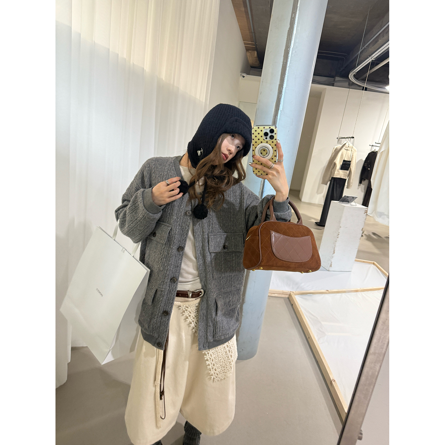 LelyMooch ヴィンテージ絞り編みニットジャケット　LEM263