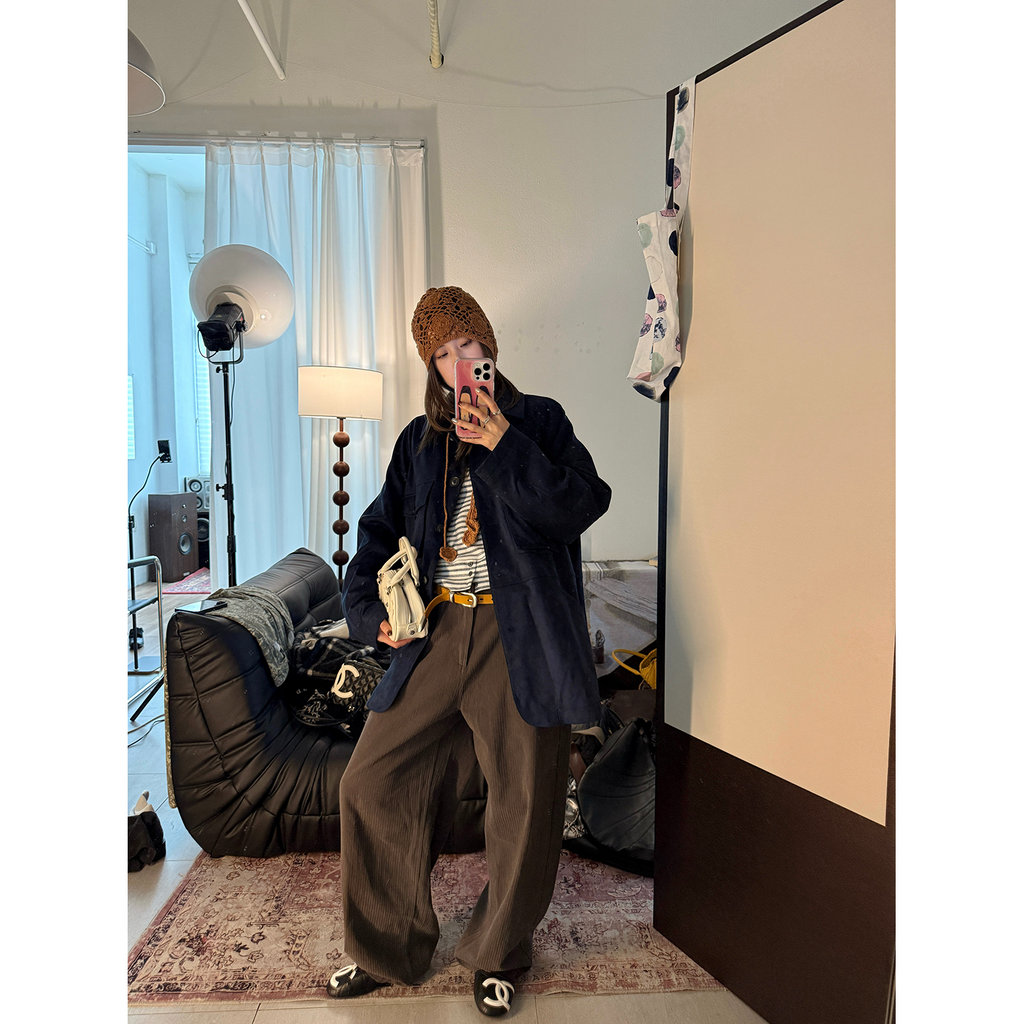 LelyMooch あったかフリース×スエードジャケット  LEM238