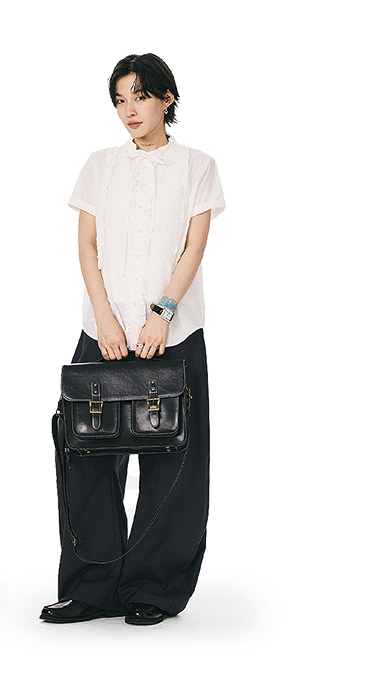 フリルリボン付き半袖シャツ  LOM028