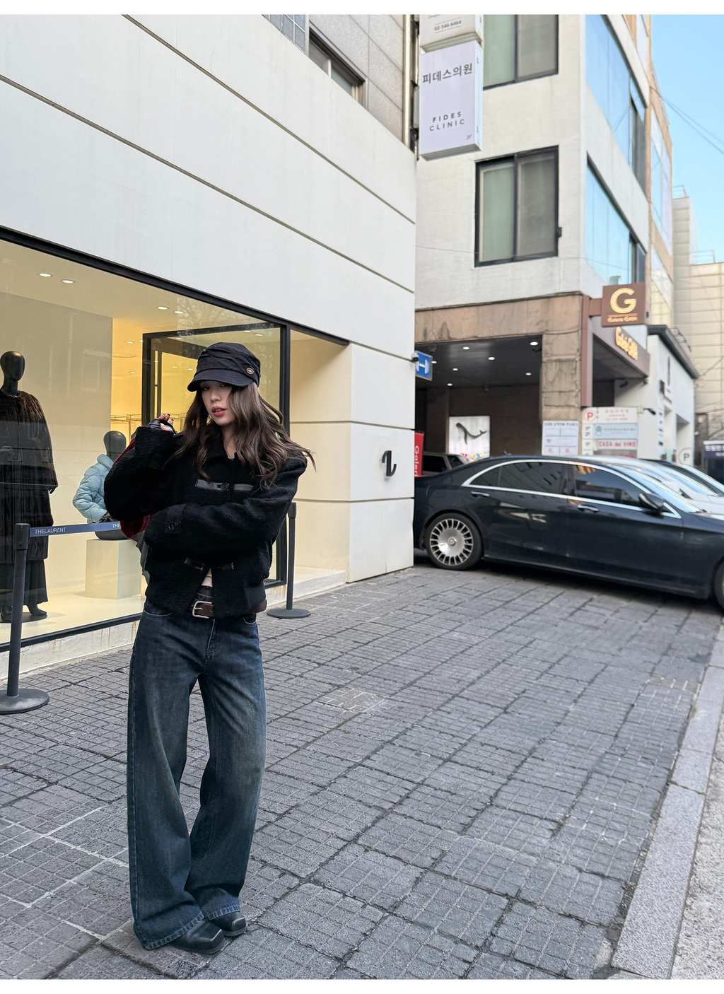 LelyMooch 色落ち加工 ストレートデニムパンツ　LEM304