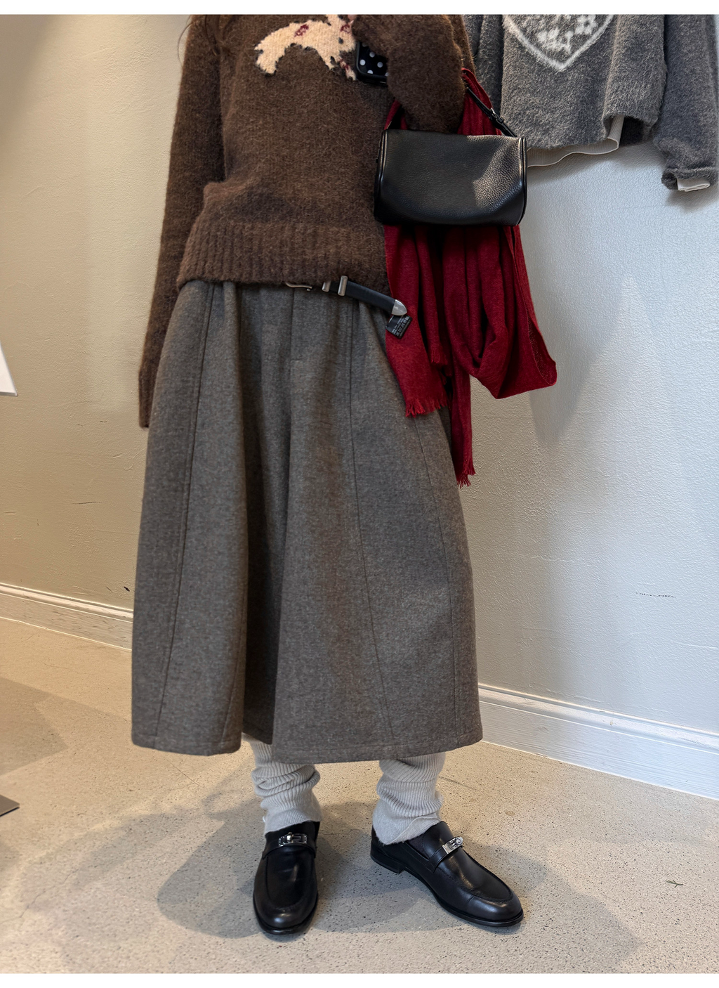 LelyMooch ブラウン系 ウール混 バルーンパンツ  LEM311