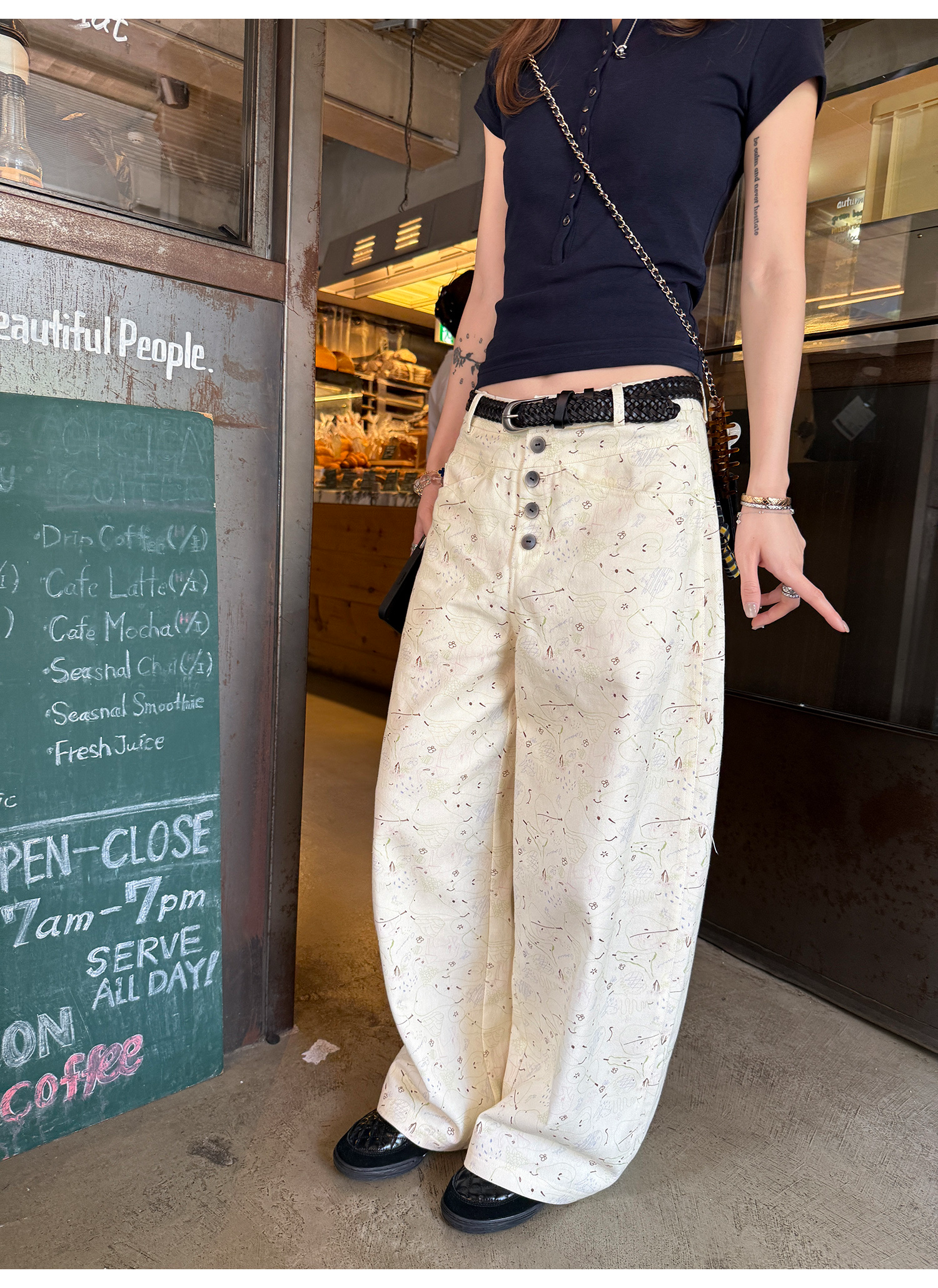 LelyMooch アート柄ルーズフィットパンツ  LEM183