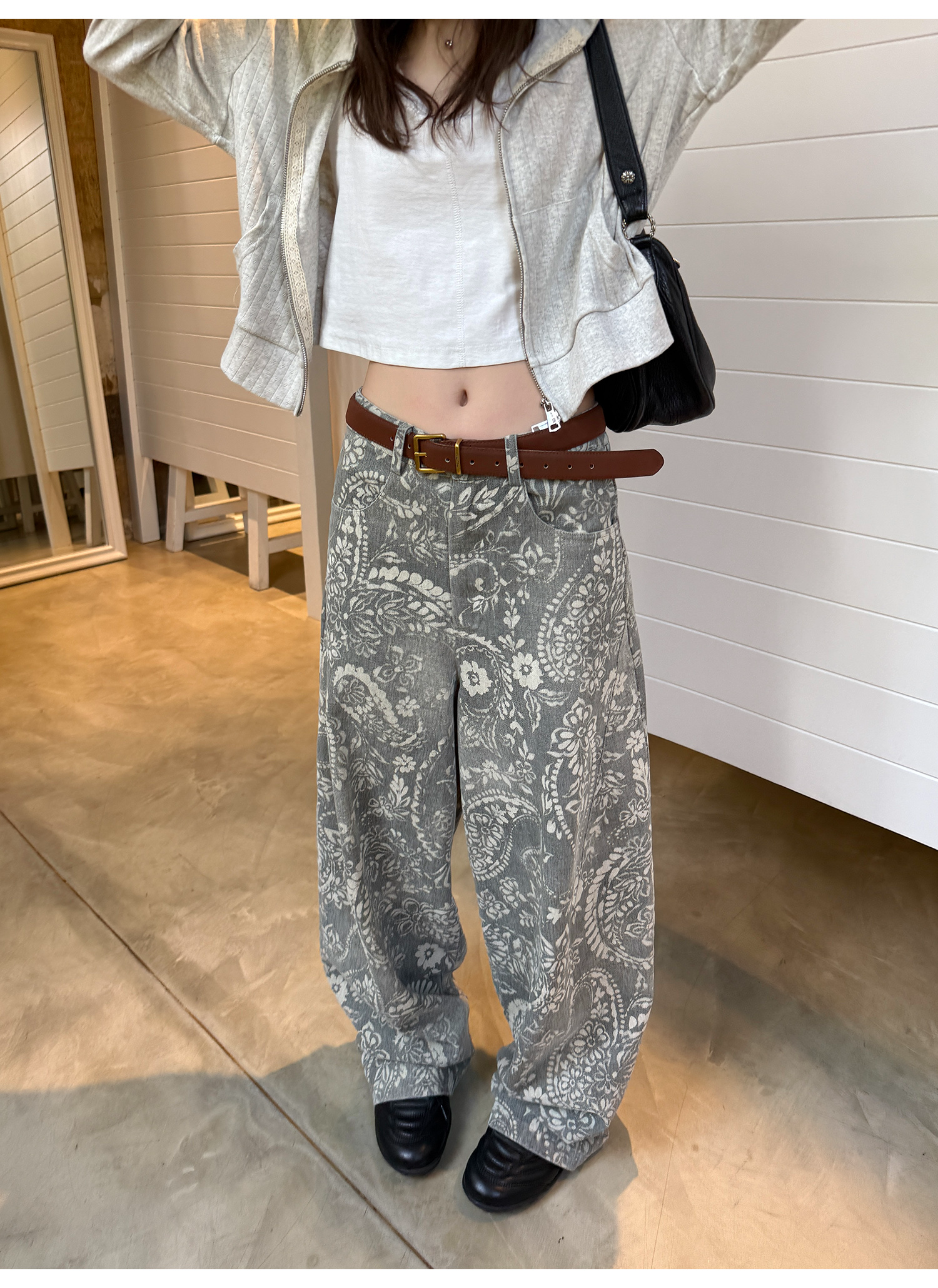 LelyMooch ペイズリー柄 ワイドパンツ  LEM221