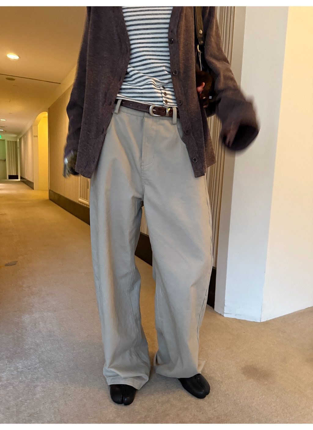 LelyMooch ウォッシュ加工×スタッズワイドパンツ　LEM243