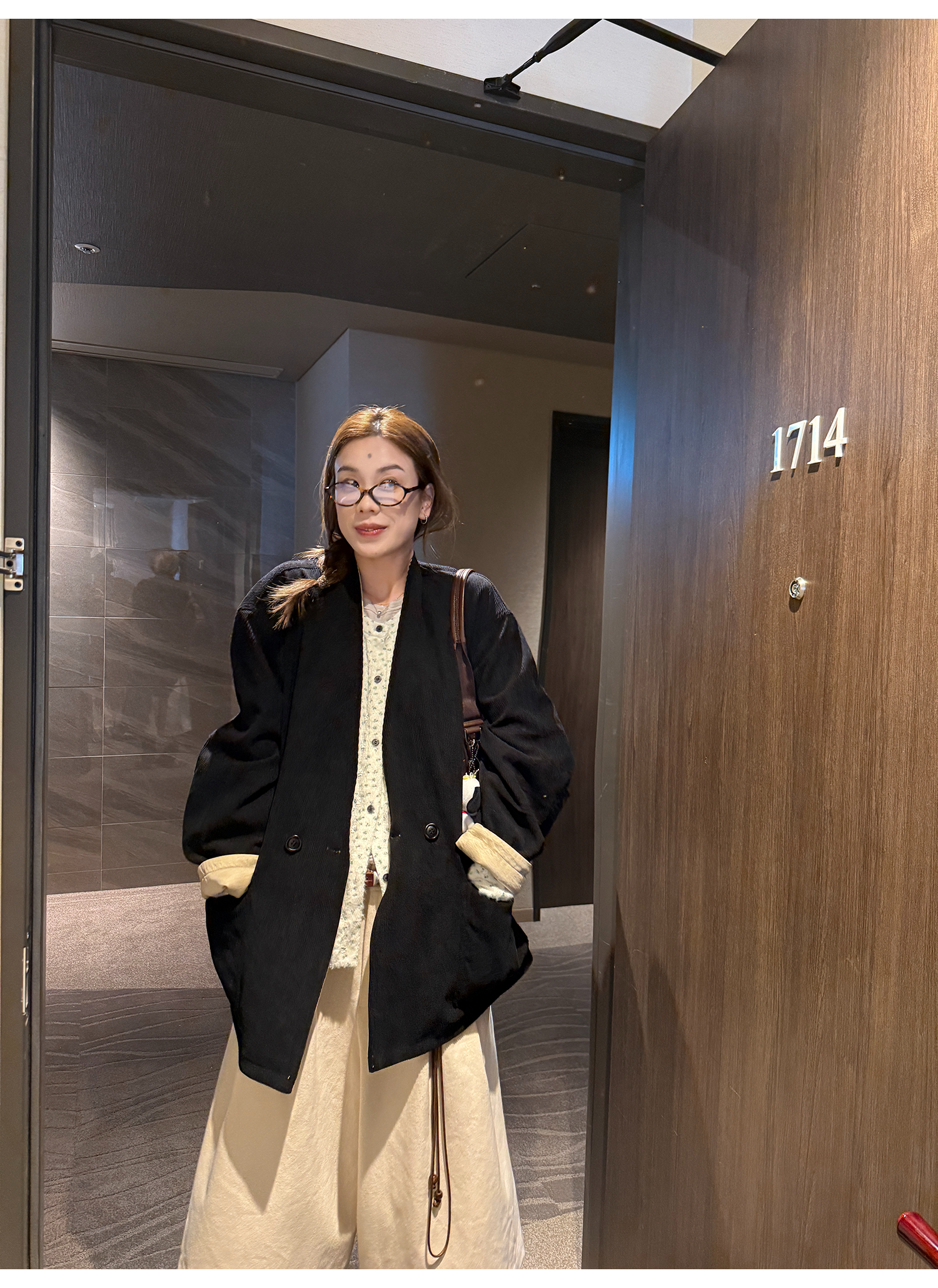 LelyMooch コーデュロイ リバーシブル中綿コート  LEM265