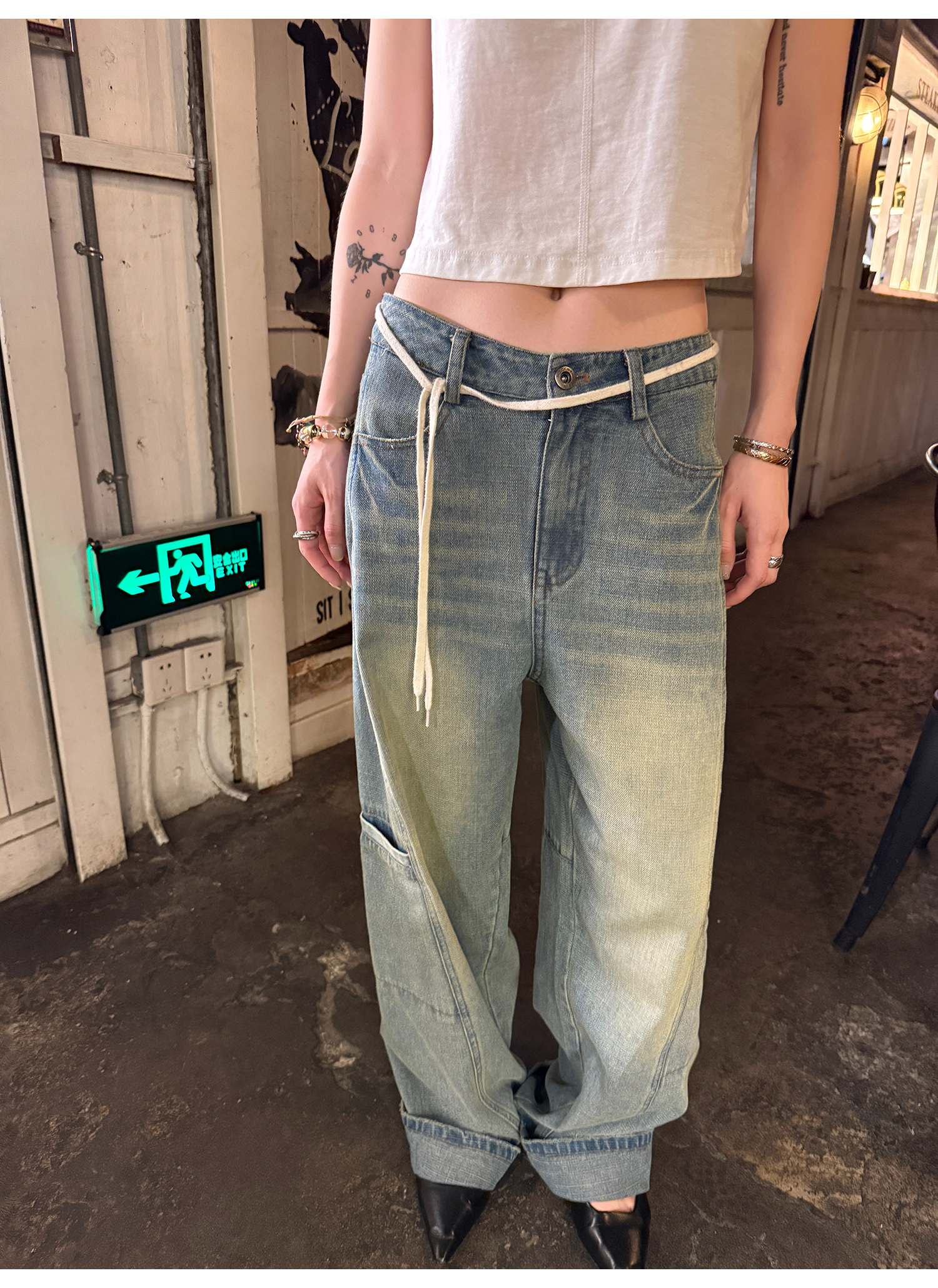 LelyMooch ヴィンテージウォッシュ デニムパンツ  LEM224