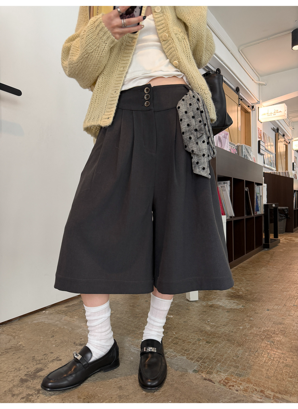 LelyMooch タックワイドパンツ スカート見え  LEM322
